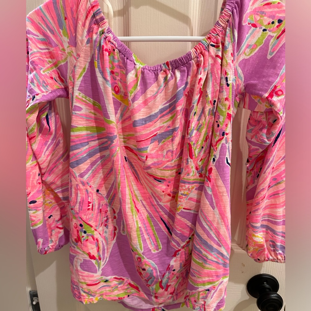 Lilly Pulitzer Emma off the shoulder top Amethyst Sunseekers LN XXS